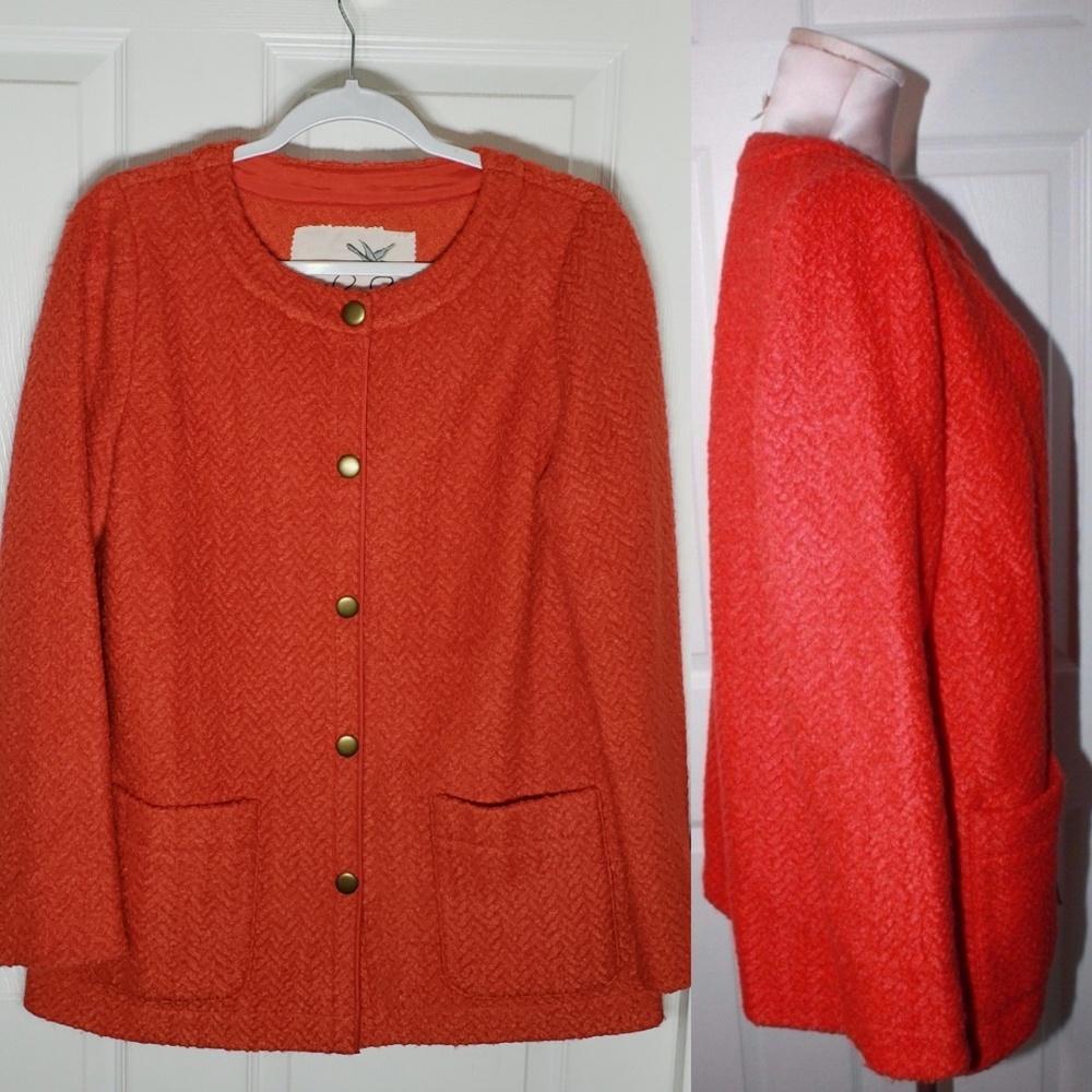 Tabitha Anthropologie Wool Blend Snap Button Coat Sz L